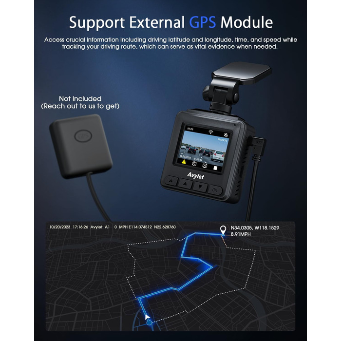 Дзеркало заднього виду з відеореєстратором 2K, автомобільна камера з Wi-Fi, GPS, нічне бачення, WDR, паркувальний режим 24/7, датчик руху, G-сенсор
