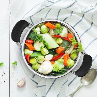 ZENFUN Stainless Steel Steamer Pot with Basket, 1.6 Liter Soup Pot with Glass Lid, Mini Steamer Cookware with Handle for Vegetables, Sauce for Stove, Induction, Gas, Electric, Grill