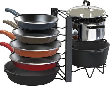 Організатор для каструль та сковорідок Simple Houseware з 8 відділеннями, регульована висота, чорний