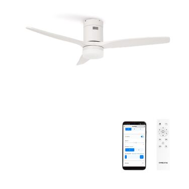 Вентилятор стельовий CREATE Windcalm з підсвічуванням, білий, Wi-Fi, пульт, 132 см, 40W