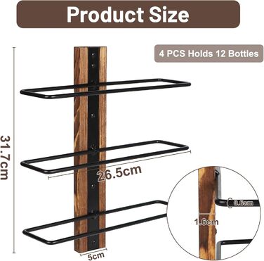 Настінна полиця для вина DBREAKS на 9/12 пляшок, дерев'яний тримач, органайзер для винної кімнати, бару, вітальні
