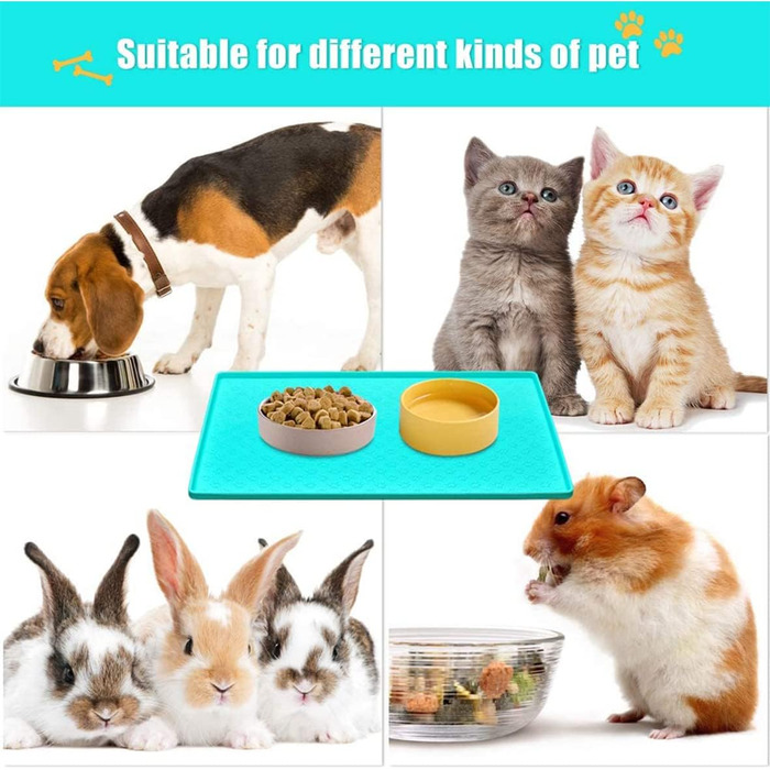 Силіконовий килимок під миску для собак та котів Umtiti (60x40 см, кремовий), вологостійкий, неслизький, для годування, миється в посудомийній машині