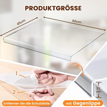 Acrylic Cutting Board, 60x45cm Cutting Board, Large Cutting Board with Lip, Non-Slip, Glass Cutting Board for Kitchen Countertops, Transparent, Gift for Kitchen, Kitchen Utensils, Kitchen Gadgets