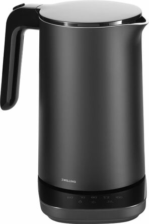 ZWILLING ENFINIGY Water Kettle Pro with Temperature Setting, Stainless Steel Scale Filter & Keep-Warm Function, 1850 Watts, 1.5 Liters, Black