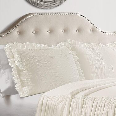 Lush Decor bedspread with ruffled skirt, polyester, ivory, Queen Queen Ivory