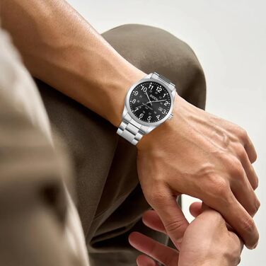 Годинник чоловічий LENQIN з нержавіючої сталі, кварцовий, аналоговий, водонепроникний (30M), стильний, повсякденний, срібно-чорний