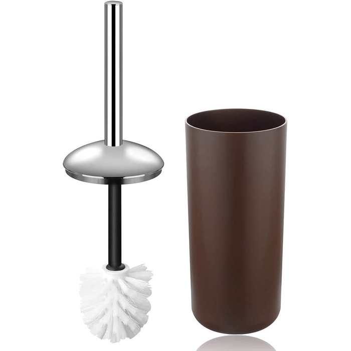 Комплект аксесуарів для ванної кімнати на 6 предметів з пластику, коричневий. Набір для ванної: дозатор для мила, тримач для зубних щіток, стакан, мильниця, щітка для унітазу, сміттєвий бачок.