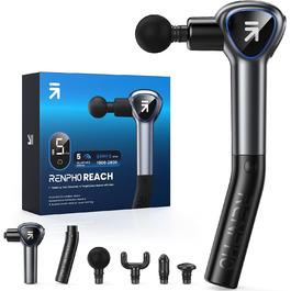 Масажер для м'язів RENPHO Reach з подовженою ручкою, LED-дисплеєм, для дому, для всього тіла, чорний