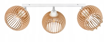 Стеля люстра-плафон у стилі LOFT, рухома, з кулястим плафоном 36 см, дерево, на 3 лампи E27