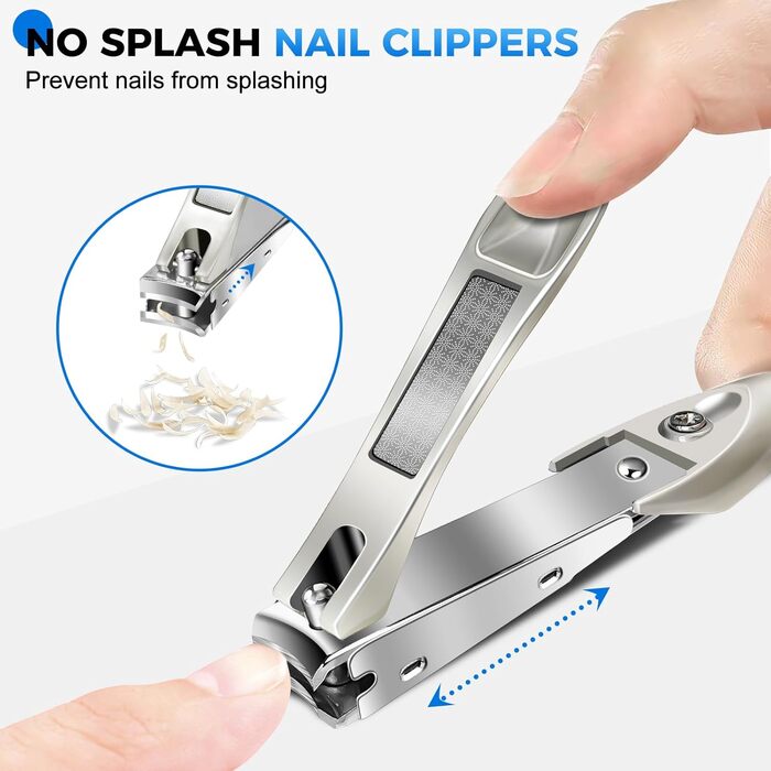 Кусачки для нігтів для літніх людей з широкими щелепами та довгою ручкою, кусачки для кутикули з кутовою головкою, для товстих нігтів, з контейнером для збору обрізків, подарунковий набір для чоловіків та жінок, чорні