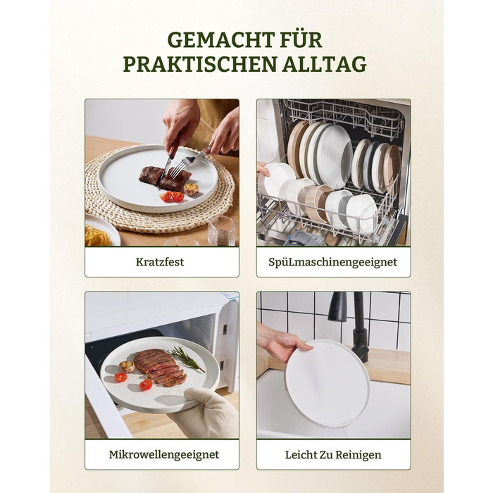 Набір посуду Nebula для 6 осіб: 18-ти частинний набір тарілок та наборів мисок, розбризкування з каменю, сервіз, придатний для мікрохвильової печі та посудомийної машини, білий сервіз