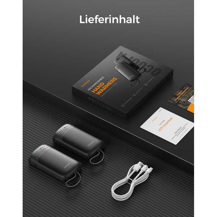 Електричний грієчка OCOOPA DuoHeat: 8 годин роботи, 67г, для кемпінгу, полювання, подарунок чоловікам