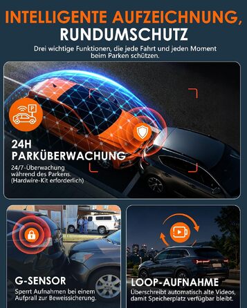 Автомобільний відеореєстратор iZEEKER 4K 4-канальний з WiFi 6, огляд 360°, 4K + 3×1080P