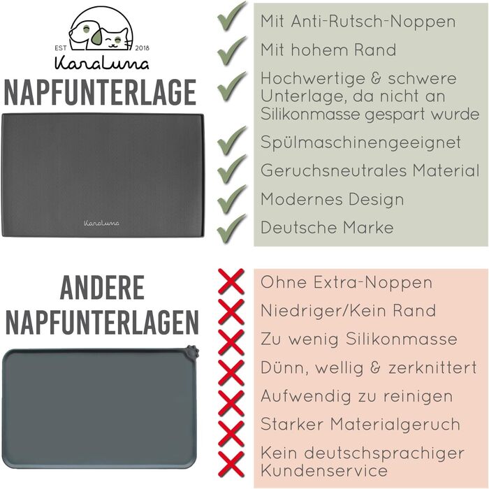 Силіконовий килимок KaraLuna Premium 60x40 см (Чорний, Сірий, Кутовий) для годівлі котів та собак, під миску, під кавомашину