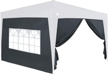 Deuba® 2-piece side walls, each 3x2 m (approx. 9.8 x 6.6 ft), water-resistant, side windows with zipper, tie-down straps, gazebo, pop-up tent, party tent, garden tent, anthracite, 6x3m