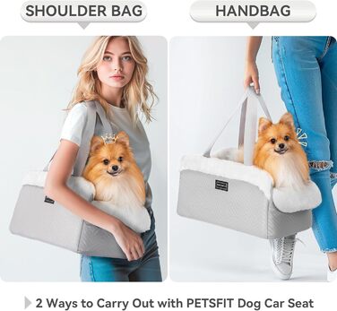 Автокрісло для собак PETS FITHunde Mittelkonsole, сірий та білий колір, до 5 кг, з безпечними ременями та знімним м'яким килимком