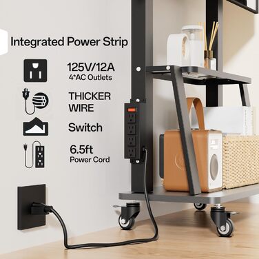 Мобільна підставка для телевізора з колесами, регульована по висоті, VESA 900x600, до 75 дюймів