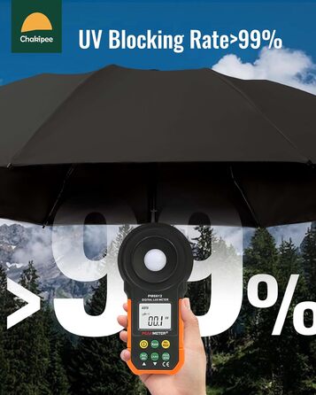 Чакіпі Чакіпі Парасолька велика, стійка до вітру, компактна для подорожей, автоматична, для жінок та чоловіків – кишеньковий парасолька, портативний UV-захист, чорний, 210T покриття, діаметр 97 см, 8 спиць, довжина 108 см