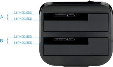 Док-станція TooQ TQDS-802B з двома SATA роз'ємами для 2.5/3.5