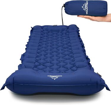 MOUNTREX Isomatte: Надувна килимок для кемпінгу та відпочинку на природі - Ultraleicht, 700g, з насосом, компактний, можна з'єднувати, зелений/блакитний