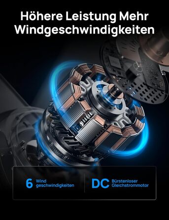 Стеляний вентилятор Dreo з підсвічуванням та пультом керування, 112 см (44 дюйми), плоский, чорний, реверсивний, 5 лопатей, 6 рівнів регулювання яскравості, 6 швидкостей, тихий, з таймером, легка установка для спальні