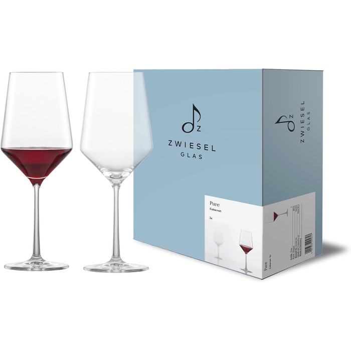 Бокали для червоного вина Zwiesel Glas Pure, набір 2 шт, кришталеві келихи з Tritan, німецьке виробництво, підходять для посудомийної машини