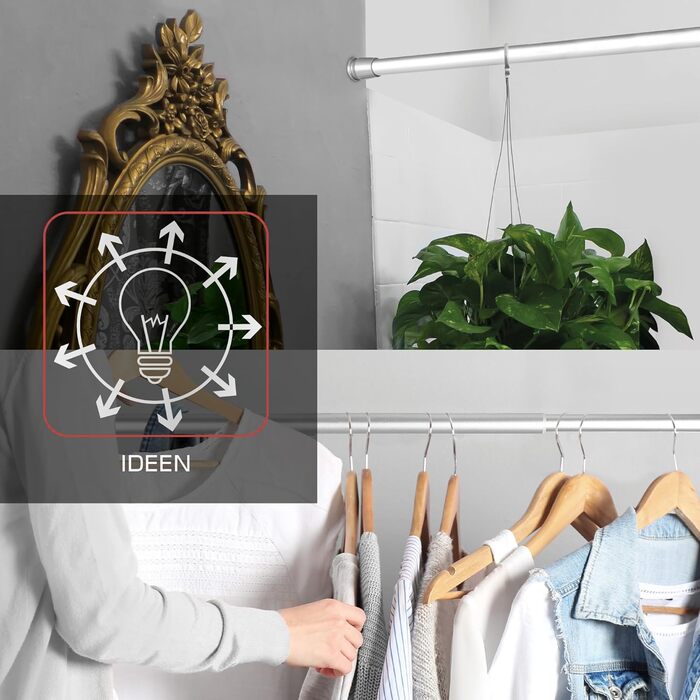 Штанга для душу та шторки без свердління, регульована – Gardinenstange (115-200 см, алюміній)