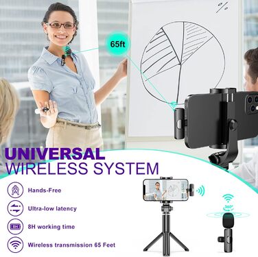 Беспроводной микрофон-зарядка Lavalier USB-C 2 в 1 для iPhone, шумоподавление KI, мини-микрофон для видеоблогинга, видео, подкастов, интервью, TikTok, YouTube - Черный (2 TX + 1 RX) (2 Mic для iOS)