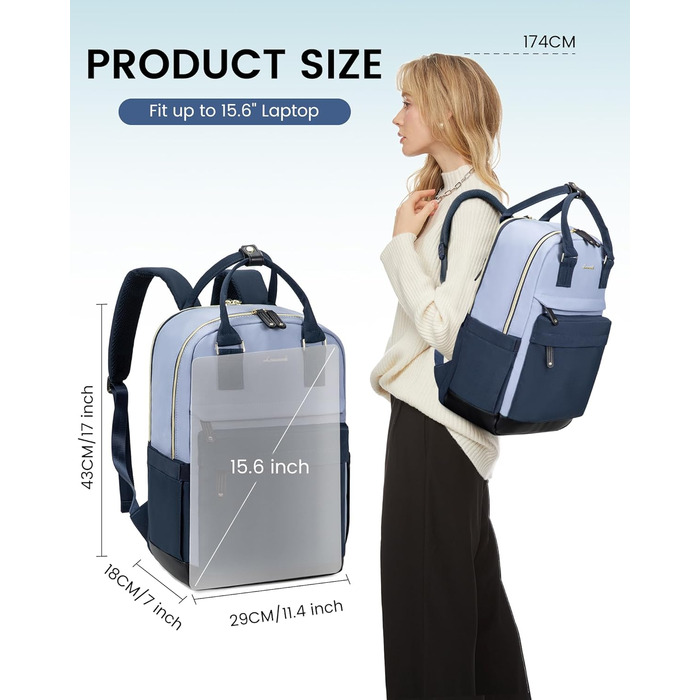 LOVEVOOK Рюкзак для жінок, 15.6