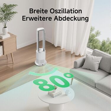 Безлопатевий вентилятор-нагрівач TP18Pro 2-в-1: 10 режимів охолодження, 3 - обігріву, пульт та сенсорне керування, тихий DC-двигун