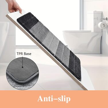 Килимок для ванної кімнати Wyewye з мікрофібри, 40 x 60 см, сірий - супер вбираючий