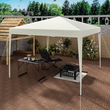 WOLTU Pop-Up Pavilion, Waterproof Folding Pavilion, Sun Shelter, Event Pavilion, Garden Pavilion for Patio, Camping, Festival, Pagoda Tent made of Oxford Fabric with Metal Frame, 3 x 3 m, Beige, PVL0002be
