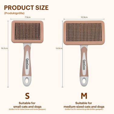 Щітка для котів та собак з довгим та коротким волоссям - видаляє підшерсток та ковтуни. Масажна щітка з антиковзним покриттям, помаранчевий колір, розмір S