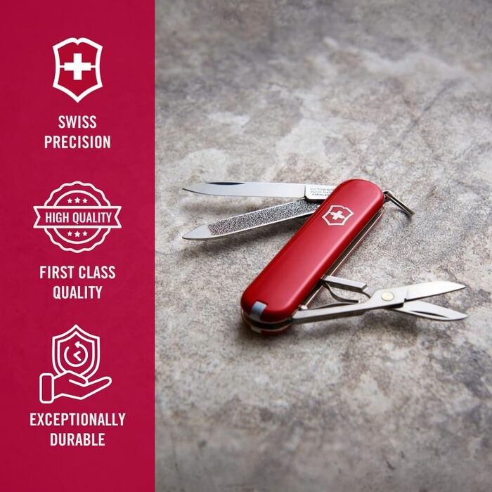 Мультитул Victorinox Classic SD: Швейцарський ніж, 7 функцій, з пилочкою для нігтів