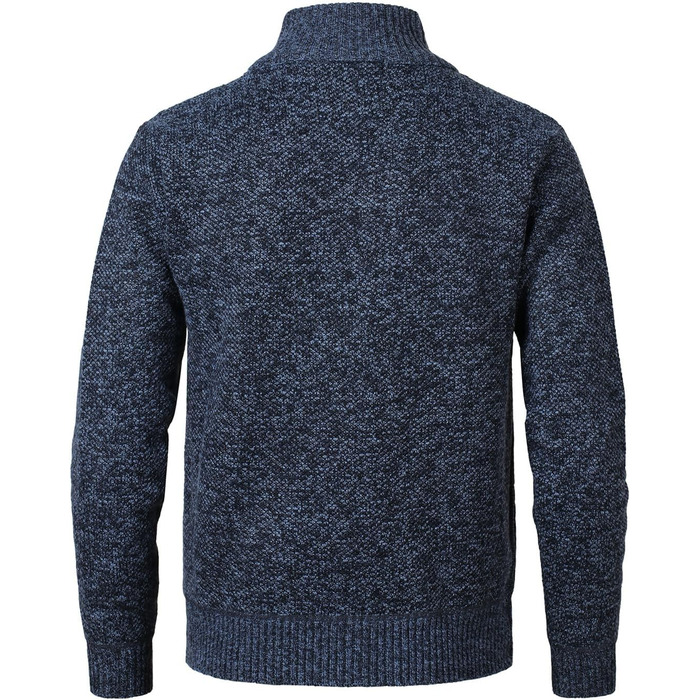 Чоловіча в'язана кофта-кардиган з коміром-стійкою та скрученим візерунком. Тепла флісова куртка з блискавкою для чоловіків (XL, сірий & блакитний)