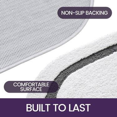 DEXI Non-Slip Bathroom Rug - Absorbent Bath Mat for Shower, Bathtub & Toilet - Machine Washable, Soft, Oval (61 x 92 cm, Grey)