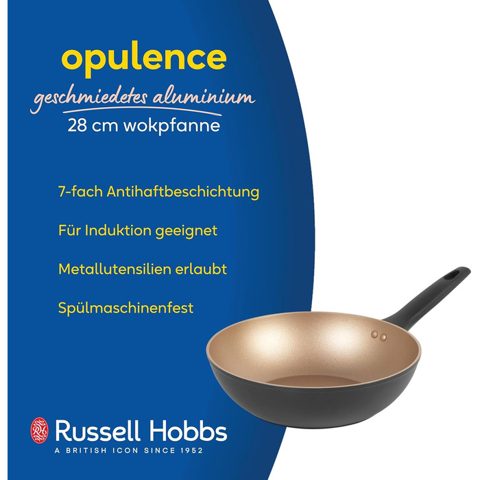 Сковорода гриль Russell Hobbs RH01674BEU7 28 см з антипригарним покриттям (індукція, Wok)