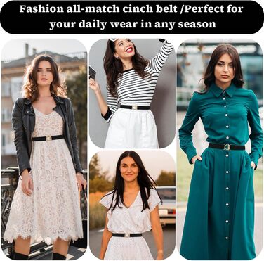 Жіночий еластичний ремінь Amaxiu з золотистою пряжкою, вузький ремінь для талії, чорний