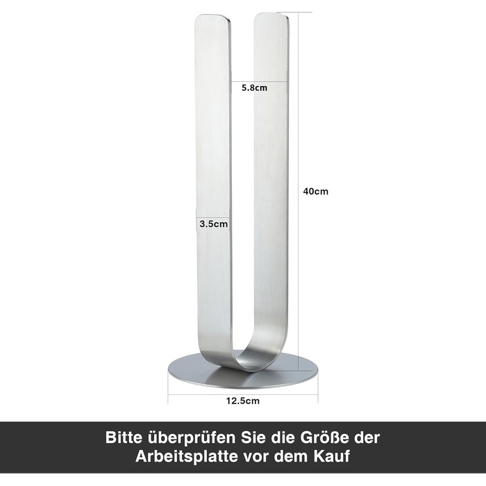 Тримач для рушників ZUNTO без свердління, для гостей, самоклеючий, штанга для рушників з нержавіючої сталі, 40 см, сріблястий (стійкий)