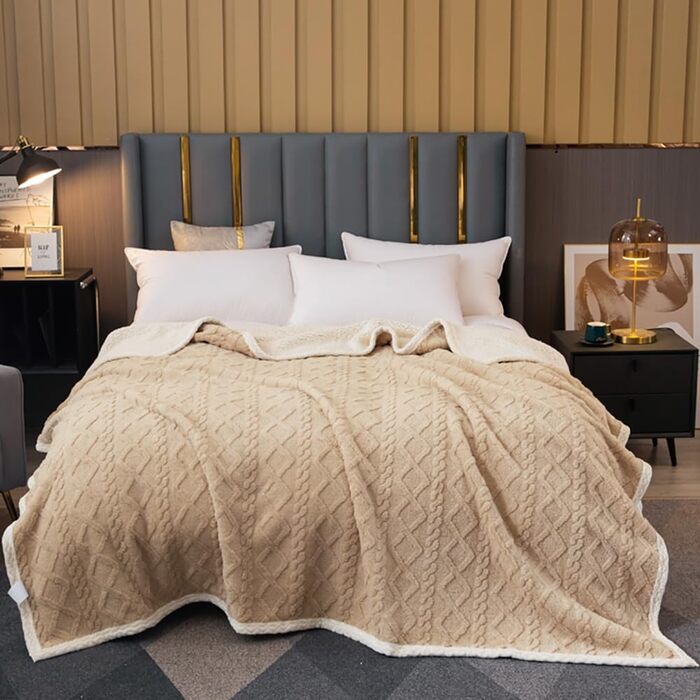 Плед Sherpa-Fleece з начосом, двосторонній, плюшевий, м'який, сірий-блакитний, 150 x 200 см