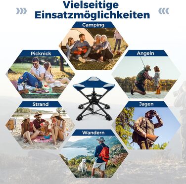 Складний туристичний стілець COSTWAY, 360° обертання, антиковзні ніжки, сумка, вантажопідйомність до 150 кг, для кемпінгу, риболовлі, полювання (Блакитний)