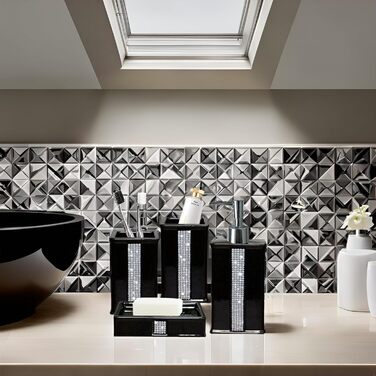 Набір аксесуарів для ванної кімнати CAAHANJIA: дозатор мила, 2 склянки, мильниця, чорний колір, 340 мл