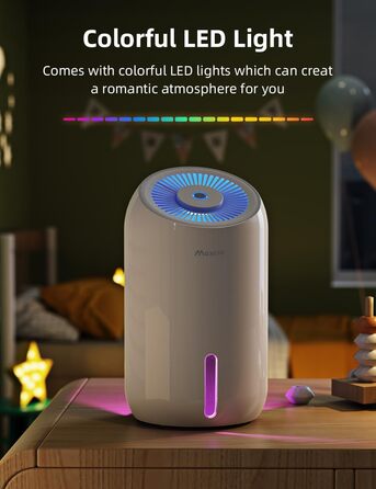 Електричний осушувач повітря 860 мл - тихий, енергоефективний, з LED-підсвіткою, для спальні, ванної кімнати, підвалу