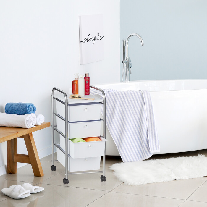 Relaxdays Rolling Cart with 4 Drawers