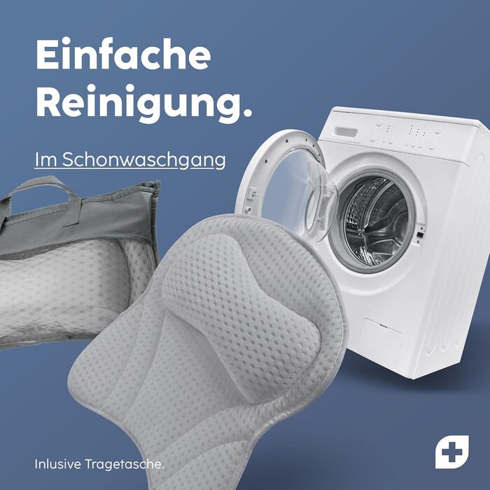 Vesta+ Grey Bath Pillow with Suction Cups - Tested Winner - Neck & Back Support - Non-Slip Bath Cushion for Bathtub & Shower