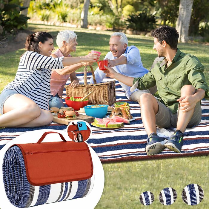 Пікнікова ковдра Boobhone, велика водонепроникна, 3-шарова, 80''x80'' - для кемпінгу та відпочинку