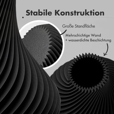 NATUMO ваза 3D 'Longi' – чорна ваза для квітів, сучасний дизайн, міцна, 18 см