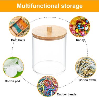 Тримач для ватних дисків та паличок Fulushouxi Gaumoeny, 2 шт, бамбуковий, прозорий органайзер для косметики, ванної кімнати