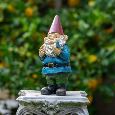 Alpine Corporation WAC406 Alpine Garden Gnome with Bird, Outdoor Decoration, 12 inches tall, red