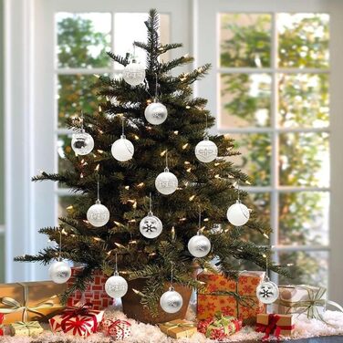 30 шт. Новорічні кулі - набір прикрас для ялинки, 6 см, блакитний та сріблястий, ручної роботи з гачком